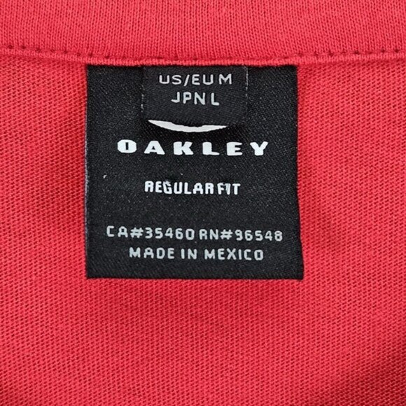 NWT Oakley T-Shirt Spellout Logo Tee 100% Cotton Red Short Sleeve Men's Size M - Picture 8 of 10